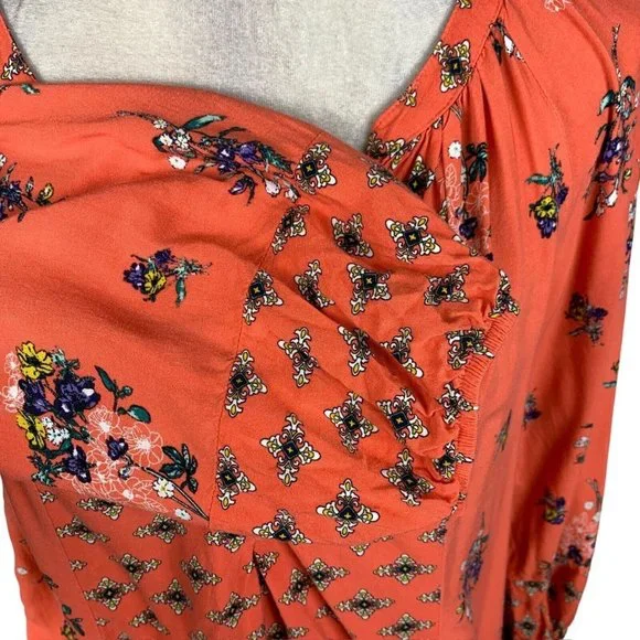 Fig and Flower Boho Peasant Blouse Mixed Prints Floral Geometric Cottagecore L - Picture 2 of 10